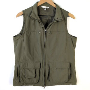TravelSmith Mens Vest S Green Full Zip Utility Pockets Outdoor Hiking Travel